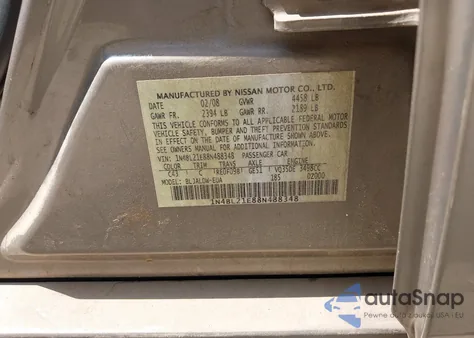 2008 Nissan Altima 3.5 Se z USA, uszkodzony, nr VIN 1N4BL21E88N488348